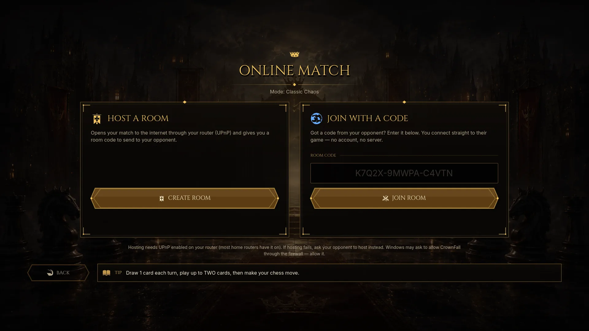 Online play: Host a room or join with a code. No router setup.